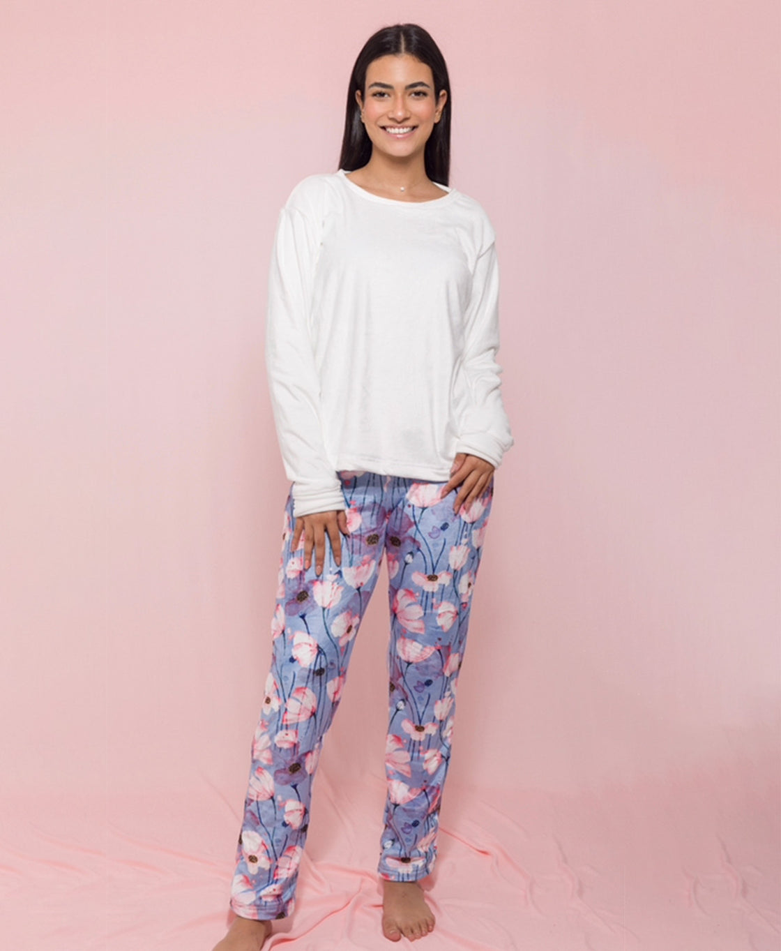 Blue/pink Floral Fleece Pajama