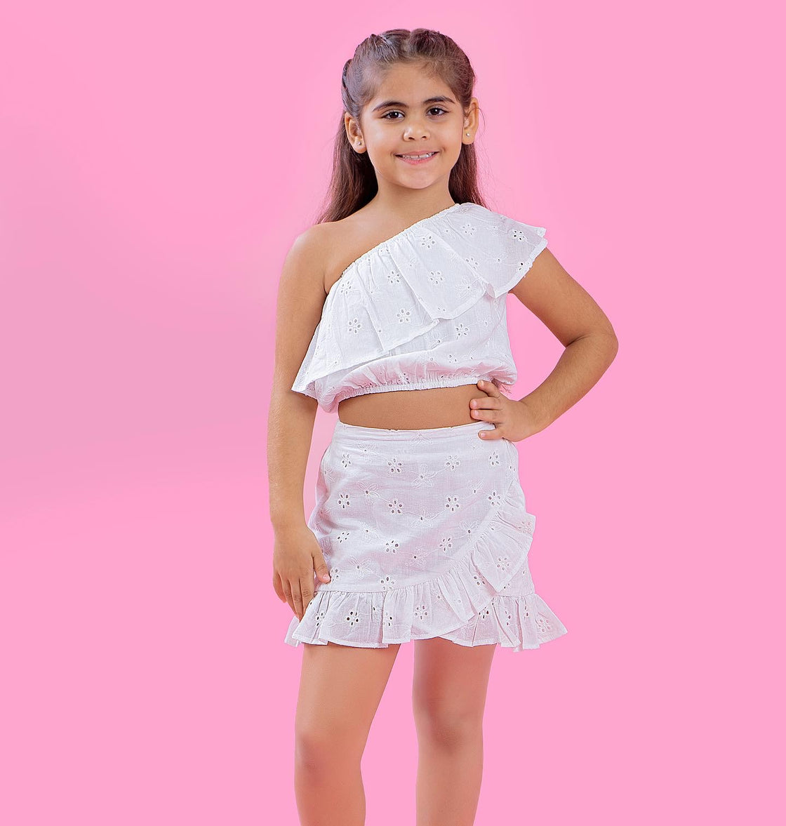 White Embroidered Skirt set