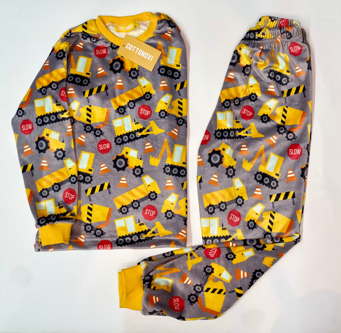 Yellow Truck Fleece Pyjamas