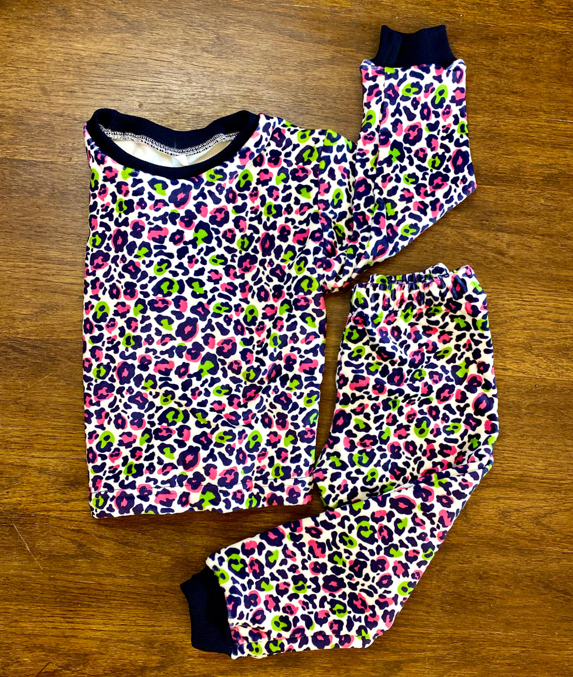Neon leopard fleece pyjamas